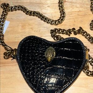 Kurt Geiger Black and Gold Crossbody Bag with Quilted Design